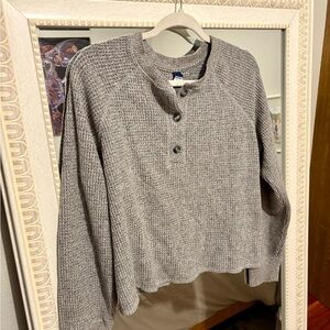 Old Navy Heather Gray Waffle Knit Top